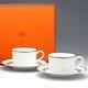 Hermes Porcelain Tea Cup Saucer Tableware Chaine D'ancre Platinum Auth Pottery