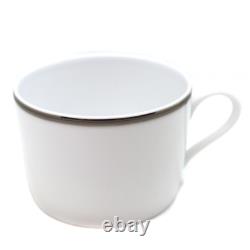 HERMES Porcelain Tea Cup Saucer Tableware Chaine d'ancre platinum Auth Pottery