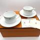 Hermes Rhythm Green Tea Cup Saucer Set Pair Black Porcelain 7