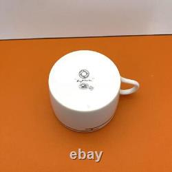 HERMES Rhythm Green Tea Cup Saucer Set Pair Black Porcelain 7