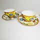 Hermes Siesta Tea Cup Saucer Set 2-piece Porcelain Unused, Stained Orange, Boxed