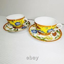 HERMES SIESTA Tea Cup Saucer Set 2-Piece Porcelain Unused, Stained Orange, Boxed