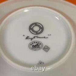 HERMES Tea Cup & Saucer 2 Sets Red & Green Porcelain Tableware RHYTHM Demitasse