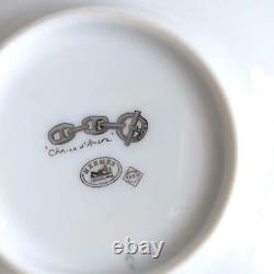 HERMES Tea Cup Saucer Chaine D'ancre Platinum Tableware 2set Ornament New Unused