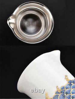 Hand made pure silver tea set porcelain tea set pot tea cup with saucer pitcher