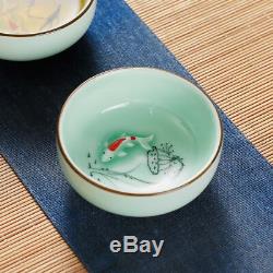 Handpainted complete tea set longquan celadon porcelain tea pot pitcher tea cup