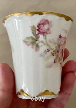 Haviland Chocolate Cup & Saucer Pink Roses Schleiger 257C RARE