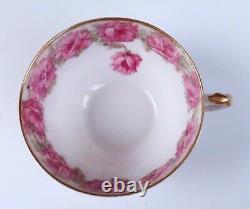 Haviland Limoges Drop Rose Tea Cup & Saucer Set Porcelain Pink Schleiger 55 #1
