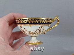 Helena Wolfsohn Dresden Raised Gold Roses Cobalt Pedestal Demitasse Cup & Saucer