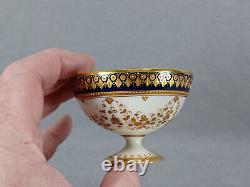 Helena Wolfsohn Dresden Raised Gold Roses Cobalt Pedestal Demitasse Cup & Saucer