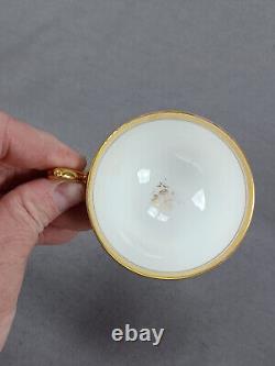 Helena Wolfsohn Dresden Raised Gold Roses Cobalt Pedestal Demitasse Cup & Saucer