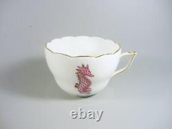 Herend, Fishnet Seahorse Coffee Cup & Saucer, Handpainted Porcelain! (b092)