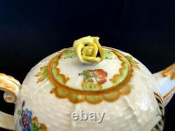 Herend Porcelain Handpainted Antique Queen Victoria Mocha Pot + Cups And Saucers