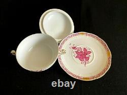 Herend Porcelain Handpainted Chinese Bouquet Raspberry Soup Cup And Saucer