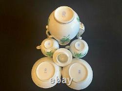 Herend Porcelain Handpainted Green Chinese Bouquet Tea Pot, Cup And Saucer (av)