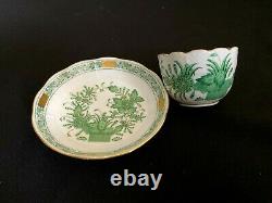 Herend Porcelain Handpainted Indian Basket Green Mocha Cup And Saucer 711/fv
