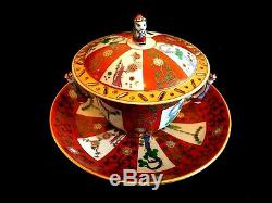 Herend Porcelain Handpainted XXL Red Dynasty Siang Rouge Cup & Saucer From 1941