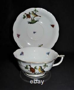 Herend Porcelain ROTHSCHILD BIRD 734 Footed Cup & Saucer Set (D)