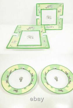 Hermes Africa Green Plate Dish Cup Saucer Tableware set Animal Porcelain Mint