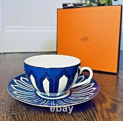 Hermès Bleus d'Ailleurs Breakfast Cup and Saucer Porcelain New with Box