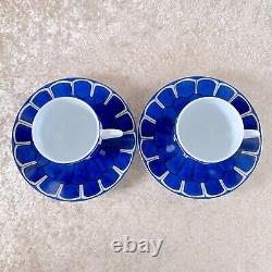 Hermes Bleus d'Ailleurs Demitasse Coffee Cup & Saucer Porcelain 2 Sets with Case