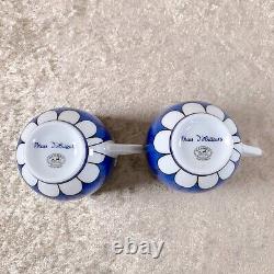 Hermes Bleus d'Ailleurs Demitasse Coffee Cup & Saucer Porcelain 2 Sets with Case