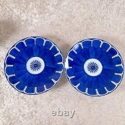 Hermes Bleus d'Ailleurs Demitasse Coffee Cup & Saucer Porcelain 2 Sets with Case