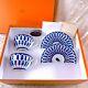 Hermes Bleus D'ailleurs Tea Cup & Saucer 2 Sets Blue Porcelain Tableware Withcase