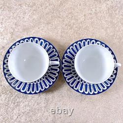 Hermes Bleus d'Ailleurs Tea Cup & Saucer 2 Sets Blue Porcelain Tableware withCase