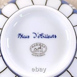 Hermes Bleus d'Ailleurs Tea Cup & Saucer 2 Sets Blue Porcelain Tableware withCase