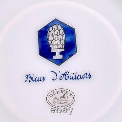 Hermes Bleus d'Ailleurs Tea Cup & Saucer 2 Sets Blue Porcelain Tableware withCase