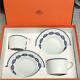 Hermes Chaine D'ancre Cup And Saucer 2 Set With Box Blue Dinnerware Coffee M20