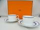 Hermes Chaine D'ancre Cup And Saucer 2 Set With Box Blue Dinnerware Coffee R178
