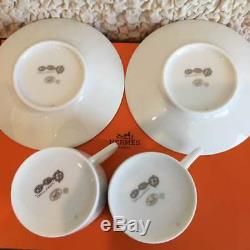 Hermes Chaine D'ancre Cup and Saucer 2 set with Box Platinum Silver coffee 198