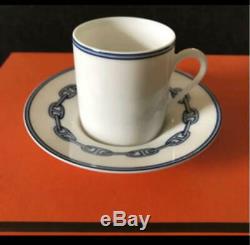Hermes Chaine Dancre Demitasse Cup and Saucer 2 set Espresso coffee M110