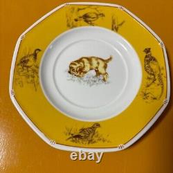 Hermes Cup & Saucer France Porcelain Chasse Yellow Labrador 6.7in With Box