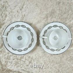 Hermes Cup & Saucer x 2 sets CHAINE D'ANCRE PLATINUM Authentic withBox (UNUSED)