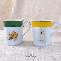 Hermes Demitasse Cup & Saucer Dog West Highland White &Poitevin Porcelain 2 Sets