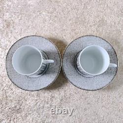 Hermes Demitasse Cup & Saucer Mosaique Au 24 Platinum 2 Sets Tableware withCase