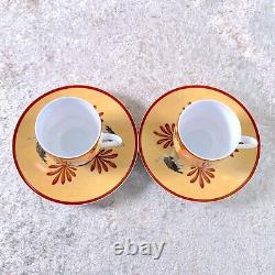 Hermes Demitasse Cup & Saucer Porcelain Tableware AFRICA ORANGE 2 Sets withCase