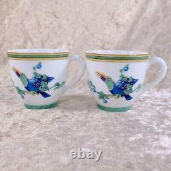 Hermes Demitasse Cup & Saucer Porcelain Toucans 2 Sets Porcelain Tableware withBox