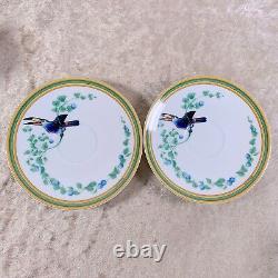 Hermes Demitasse Cup & Saucer Porcelain Toucans 2 Sets Porcelain Tableware withBox