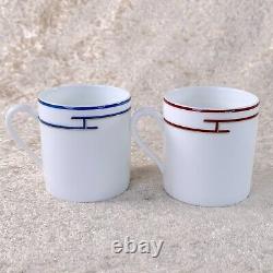 Hermes Demitasse Cup Saucer Rhythm Blue Red Rythme 2 Sets Porcelain Tableware