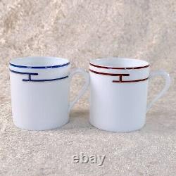 Hermes Demitasse Cup Saucer Rhythm Blue Red Rythme 2 Sets Porcelain Tableware