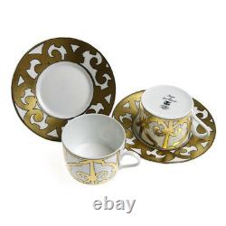Hermes Guadalquivir Gold Porcelain Cup Saucer 2 set Dinnerware Tableware