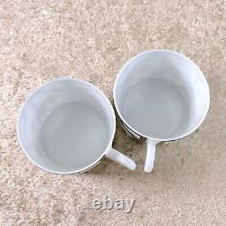 Hermes Guadalquivir Platinum Tea & Cup Saucer Porcelain Tableware 2 Sets withBox