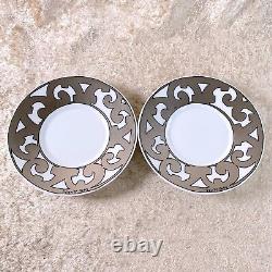 Hermes Guadalquivir Platinum Tea & Cup Saucer Porcelain Tableware 2 Sets withBox