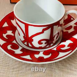 Hermes Guadalquivir Red Tea Cup Saucer Tableware set Ornament Coffee Unused New