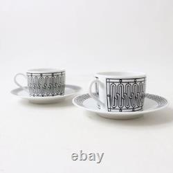 Hermes H Deco Cup & Saucer Pair Set Of 2 Elegant Porcelain Luxury Tableware