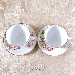 Hermes Jardin Des Orchidees Tea Cup & Saucer Porcelain Tableware 2 Sets in Box